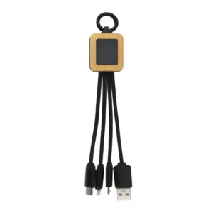 Bamboo Light Up Logo Multi-Charging Cables-OC-BL3