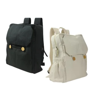 Black Cotton Backpack with Zipper Closure-CSB-20