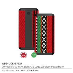 Dorniel Wireless Powerbank 10000 mAh with Light-up Logo-