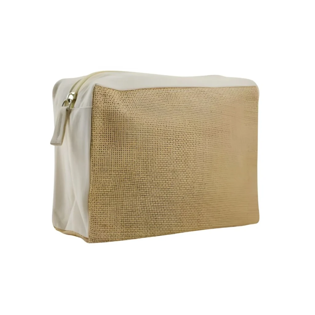 Jute with Cotton Zipper Pouch-PCH-006-NAT