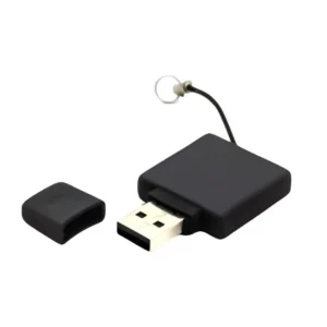 Square Black Rubberized USB Flash Drives-USB-22