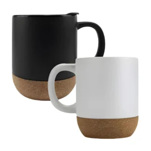 151-Ceramic Mugs with Lid and Cork Base