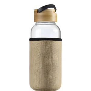 TM-034-NAT-Glass Bottles with Bamboo Lid and Eco Sleeve